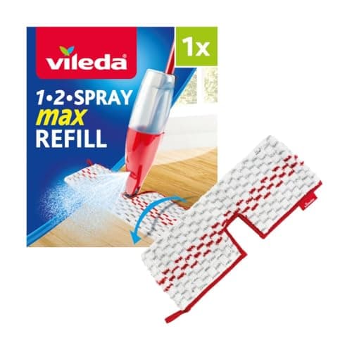 Image of Vileda 1-2 Spray Max Refill - Double-Sided Cleaning for Wet & Dry Use - Fits 1-2 Spray Max - Authentic Vileda Mop Head Replacement - Machine Washable