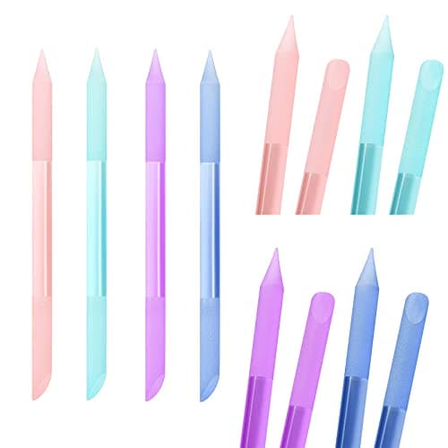 Image of 4Pcs Glass Cuticle Pusher, Heemeei Dual-Ended Manicure Stick, Crystal Cuticle Pusher Glass File, Professional Precision Filing Cuticle Remover, Manicure Pedicure Tools for Nails and Cuticles Care
