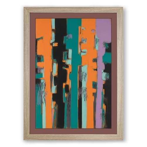 Image of Colour Rhythms Abstract Framed Wall Art Print A2 (59.4×42cm) Oak, Wall Decor for Living Room, Bedroom, Office & Home, Ready to Hang, Art Gift