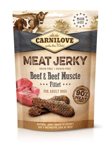 Image of Carnilove Jerky Beef & Beef Muscle Fillet Dog Treats 100g