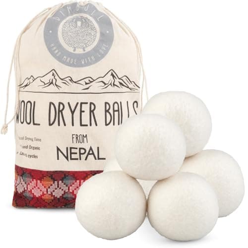 Image of DimBull Wool Dryer Balls – 6 Pack XXL, 100% Organic Merino Wool, Handmade in Nepal, Reusable Natural Fabric Softener for Laundry, Cuts Drying Time, Wrinkles & Static