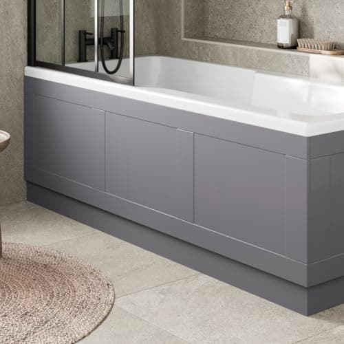 Image of Affine® Traditional 1700 Side Front Panel MDF Bath Panel 15mm, Wooden Panels for Bathroom Baths Soaking Tubs, Adjustable Plinth, Easy to Cut, Grey Gloss