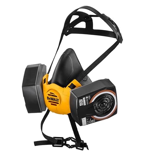 Image of DEWALT Half Face Mask Respirator with A2P3 Filters - Size M Lightweight design Provides protection in workplaces that have high levels of fine dust lead silica MDF other forms of industrial pollutants