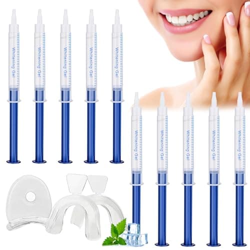 Image of LINXINS Teeth Whitening Kit,Teeth Whitening Kit with LED Light 10pcs 3ml 44% Whitening Gels with LED Light 2PCS Mouth Trays Remove Stains Quickly - Safe & Effective