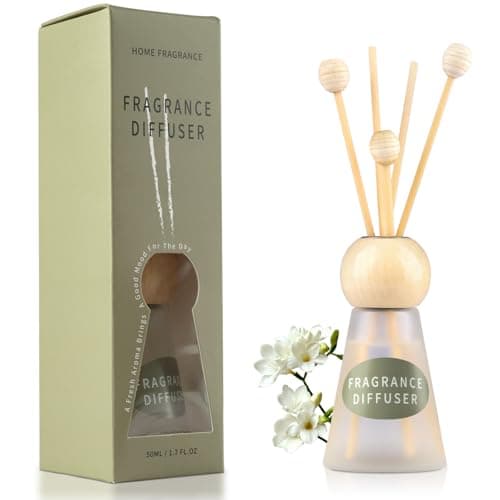 Image of Reed Diffuser Set, Freesia Scent with Reed Diffuser Sticks, 50ml Cone-Shaped Bottle with Round Wooden Cap, Ideal for Room Decor and Home Decor, Bathroom Air Freshener, Home Essentials