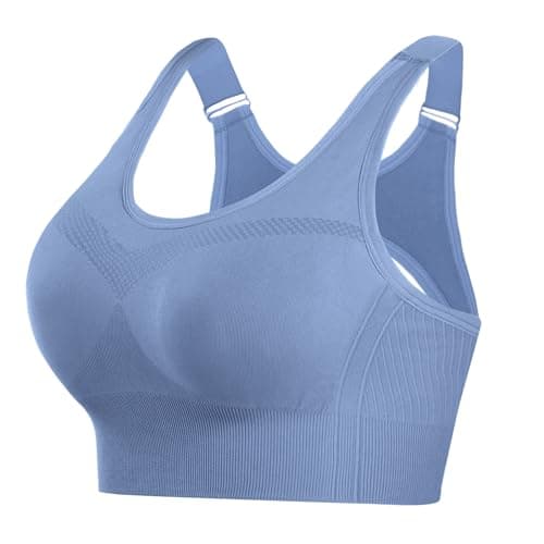 Image of Litherday Sports Bras Women High Impact Shock Absorber Padded Yoga Gym Running Crop Top Plus Size for Large BreastsCrop Top（Blue,L）