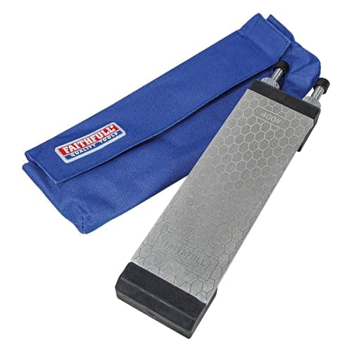 Image of Faithfull Double-Sided Diamond Sharpening Stone Kit – Whetstone with Docking Station & Storage Wallet, 400G / 1000G Grit, Knife & Tool Sharpener for Chisels, Plane Irons & Blades – 200 x 70mm