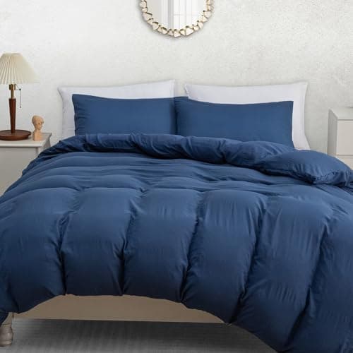 Image of Pamposh Double Duvet Set - Pre-Washed Microfibre Bedding Set for Added Softness & Comfort - Lightweight Premium Quilt Cover Set for All Seasons With Zipper Closure