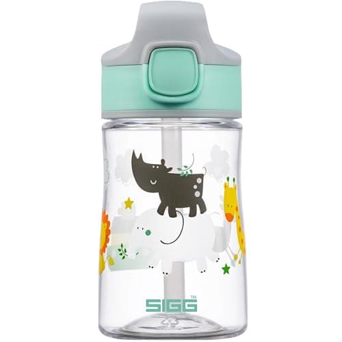 Image of SIGG - Aluminium Kids Water Bottle - Miracle Jungle Friend - with Straw - Leakproof - Lightweight - BPA Free - Scratch & Break Resistant - School & Sports - Light Green - 0.35L