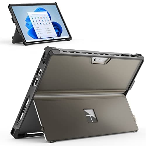 Image of MoKo Case for Microsoft Surface Pro 7 Plus/Pro7/Pro 6/Pro 5/Pro 4/ LTE - All-In-One Rugged Cover Case with Pen Holder, Kickstand Protective Case, Compatible with Type Cover Keyboard, Frosted Black