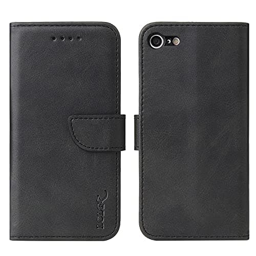 Image of LOLFZ Wallet Case for iPhone 6 Plus 6S Plus, Vintage Leather Book Case with Card Holder Kickstand Magnetic Closure Flip Case Cover for iPhone 6 Plus 6S Plus - Black