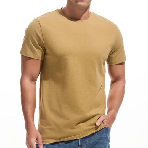 Image of VEIISAR Crew Neck Tees Premium Men's T-Shirts - Soft and Fit Mens T-Shirt - Casual Stylish Tee for Men (T3 Yellow XXL)