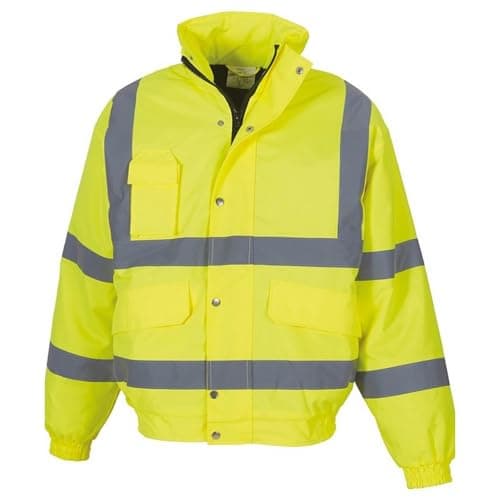Image of Yoko Men's Yk043/Hvp211 Hi Vis Classic Bomber Jacket - Yellow, Medium