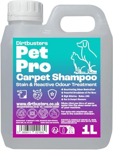 Image of Dirtbusters Pet Pro Carpet Cleaner Shampoo, Stain Remover Cleaning Solution With Odour Neutraliser To Remove Dog & Cat Urine, For Carpet Cleaner Machines, Summer Fresh (1L)