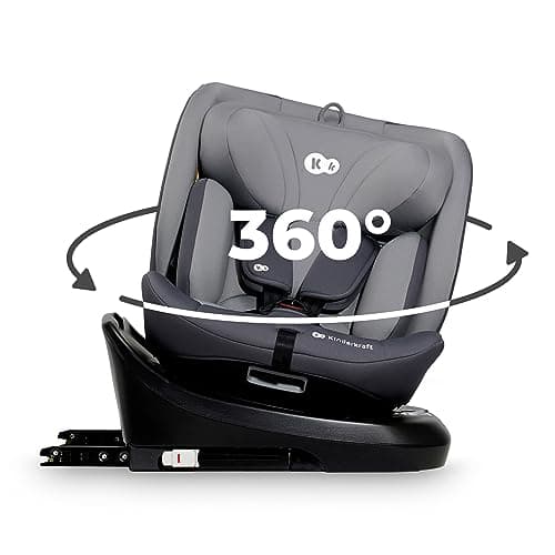 Image of Kinderkraft I-Grow Child Car Seat, I-Size 40-150 cm, 360 Degree Rotation, Isofix, Base Station, RWF and FWF, Special Safety Systems, Easy to Clean, from Birth Group 0/1/2/3 0-36 kg, Gray