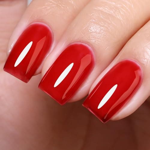 Image of Imtiti Red Jelly Gel Nail Polish, Sheer Translucent UV Gel Polish for Nail Art Soak off UV Led 10ML