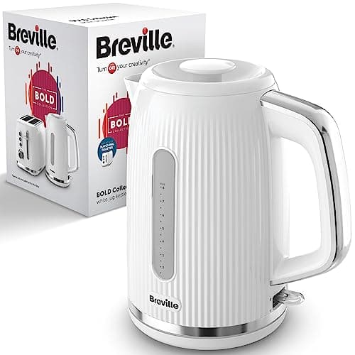 Image of Breville Bold White Electric Kettle | 1.7L | 3kW Fast Boil | White & Silver Chrome [VKT257]