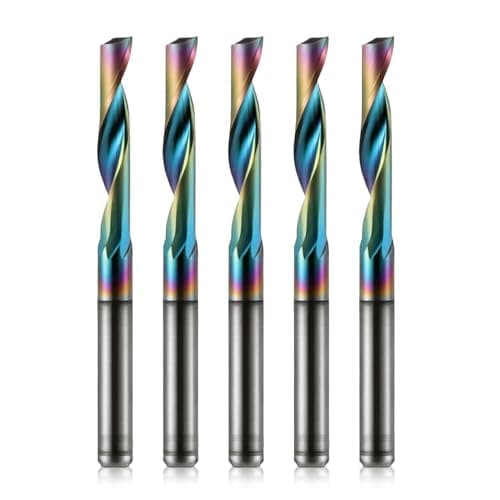 Image of Trvoxviq DLC Coated Single Flute End Mill ,Solid Carbide CNC Spiral Router Bits for Aluminum - 1/8" Diameter, 1/8" Shank 17mm Length,1 Flute(3.175x17mm,5PCS)