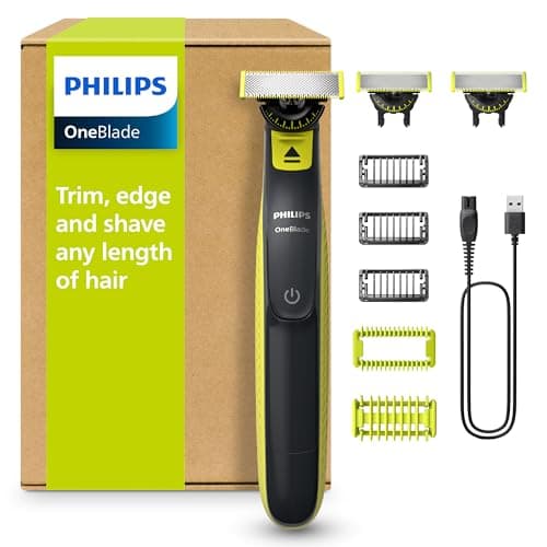 Image of Philips OneBlade Hybrid 360 Blade Technology Electric Shaver for Face & Body, Beard Trimmer/Groomer with 3 x 360 Blade, 3 x Stubble Comb (1,3,5mm) & 1x Body Kit, Model QP2824/31