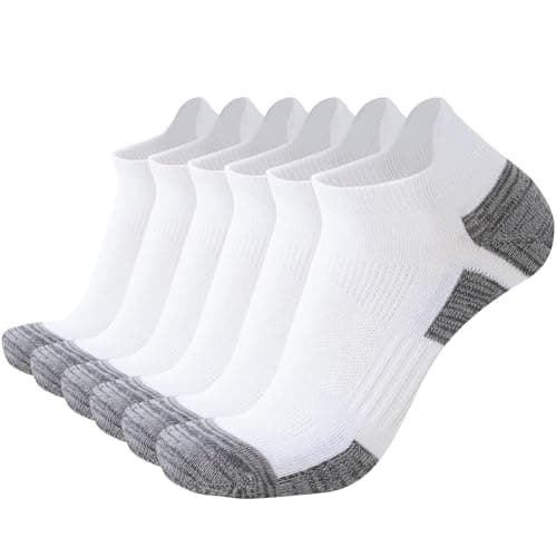 Image of SockWaddles Trainer Socks for Men, 6 Pairs Cushioned Cotton Ankle Socks with Arch Support for Running, Walking, Hiking, Cycling, Breathable Anti-Blister