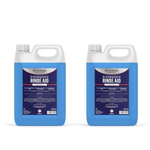 Image of McKLords Dishwasher Rinse Aid, Blue, 10 Litre - Professional Rinse Aid Duo Pack 2×5 L for Commercial Dishwashers Rapid Drying Streak-Free Finish on Glassware Plates & Cutlery