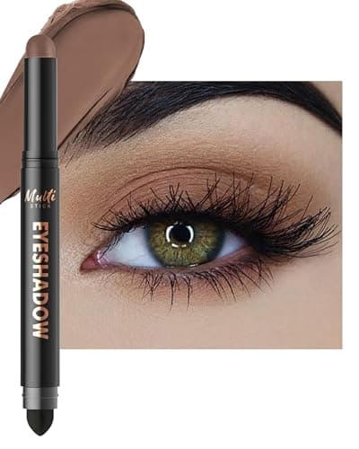 Image of Dual-Ended Taupe Matte Eyeshadow Stick, Waterproof Long Lasting Matte Cream Eyes Shadow Pencil, Silky Smooth Texture Easy To Use, Highly Pigmented Smudge Proof, Built-in Brushes Makeup for Women-14