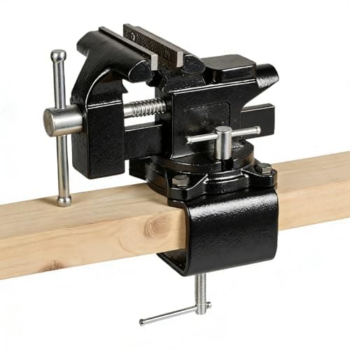 Image of Dual Purpose 6" Bench Vise,Heavy Duty Vice Clamp-On Table Vise with 60,000 PSI Forged Steel,Portable Vice 270° Swivel Base & 2-in-1 Jaws for Workshop,Woodworking & DIY