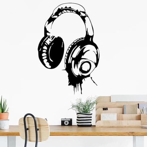 Image of KGXUEDAO Eat Sleep Game Wall Decor Gaming Headphones Wall Decal Vinyl Wall Sticker Kids Room Playroom Living Room Wall Art Poster