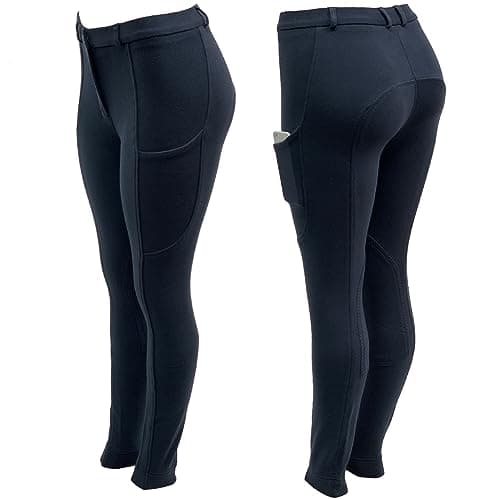 Image of Autumn Equestrian Jodhpurs lady Navy Jodphurs Equestrian with Two Phone Pockets Horse Riding Breeches (Waist 28'' (UK 10))