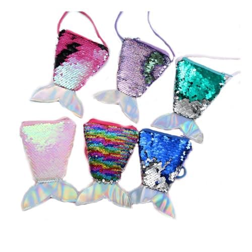 Image of Semazz Mermaid Tail Purse,6 PCS Mini Children's Coin Purse Mermaid Party Bag for Girls Sparkle Mermaid Purse Bags Sequins Coin Wallet Crossbody Bags for Girls Gift Bags Party Bags Fillers