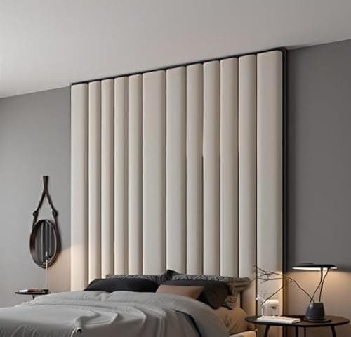 Image of Floor Standing Headboard, Plush Velvet Fabric, Single to Super King Size, Grey, Steel, Black, Cream, Mink Available Heights 50" to 90" (Height 60 inches, Silver, 4ft6 Double)