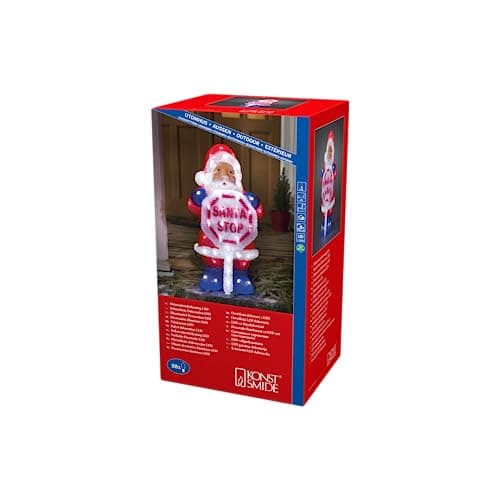 Image of Konstsmide 6188-203 Christmas Decorations Outdoor LED Acrylic Santa with Sign / Outdoor Lighting (IP44) / 88 Ice White LEDs / Transparent Cable