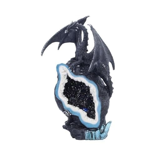 Image of Nemesis Now Midnight Custodian Black Dragon Geode Light-Up Figurine 20.5cm – Fantasy Decor, Gothic Home Accents, Dragon Collectible, Illuminated Geode