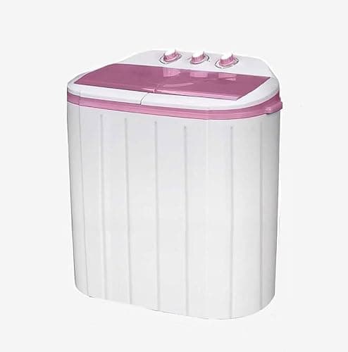 Image of Rexhan Portable Twin Tub Washing Machine and Dryer 5 KG (3 KG Wash 2 KG Dryer) Electric Mini Washer RV Travel Camping Spin Cycle Dryer Combo Pink/White New