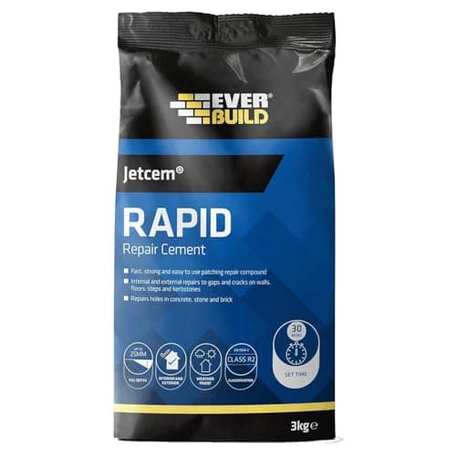 Image of Everbuild – Jetcem Rapid Set Cement – Internal And External Use – Ideal For Repairing Cement – Easy Mix Formula – Fast-Setting – Grey – 3kg Bag