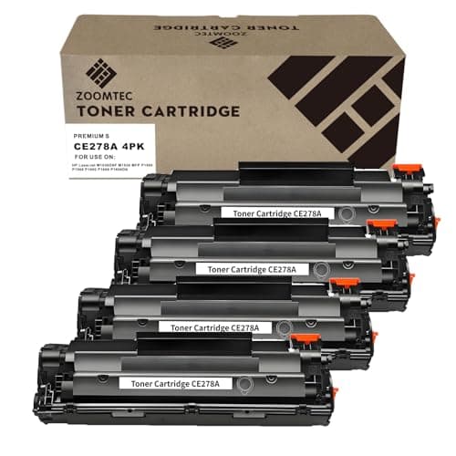 Image of ZOOMTEC Compatible CE278A 78A Black Toner Cartridge Compatible for HP Laserjet Pro P1606 P1606DN P1600 P1560 P1566 M1536DNF M1536 MFP Canon i-Sensys LBP6230DW LBP6200D Printer (4 Black)