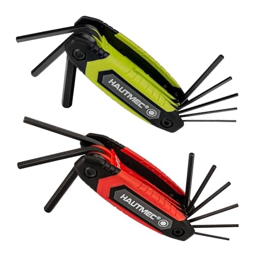 Image of HAUTMEC 17PCS Folding Allen Key Set, Compact SAE & Metric Hex Key Set, Color-Coded Non-Slip Grip Allen Wrench Set, Heated Treated CR-V Steel Hex Wrench Sets, for Bike, Motorcycle & Machinery Repair