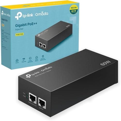 Image of TP-Link POE170S PoE++ Injector, IEEE 802.3af/at/bt, 2× Gigabit Ports PoE Injector, Non-PoE to PoE Adapter, Supplies Up to 60W, Plug & Play, Desktop/Wall-Mount, Distance Up to 100m, Metal Case