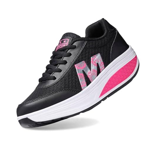 Image of 2026 Fly Weave Trainers Women 20 Winter Korean Fashion Round Lace Up Casual Shoes Thick Bottom Running Shoes, black, 6 UK
