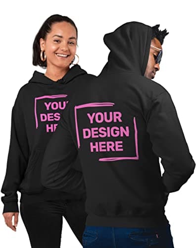 Image of Yourdesign Personalised Hoodie - Printed Front and Back With Your Photos, Text or Logo - DTG Print - Sizes Small - XXXL Black