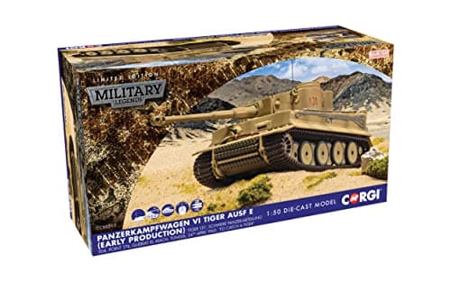 Image of Corgi Diecast Tank - CC60515 Panzerkampfwagen VI Tiger Ausf E - Tiger 131 - German Military Metal Tank Toy Detailed Armored Vehicle - Die Cast World War II Models for Adults, Brown