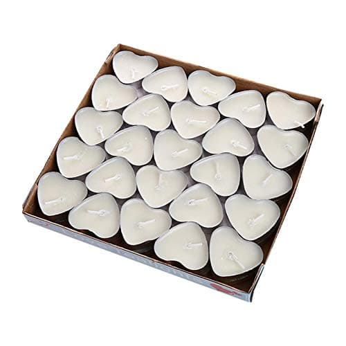 Image of QOTSTEOS 50pcs Heart Shaped Candles, Romantic Love Unscented Tea Lights Candles, Mini Smokeless Unscented Tea Lights Candlesfor Dinners,Home,Wedding, Party, and Christmas(White)