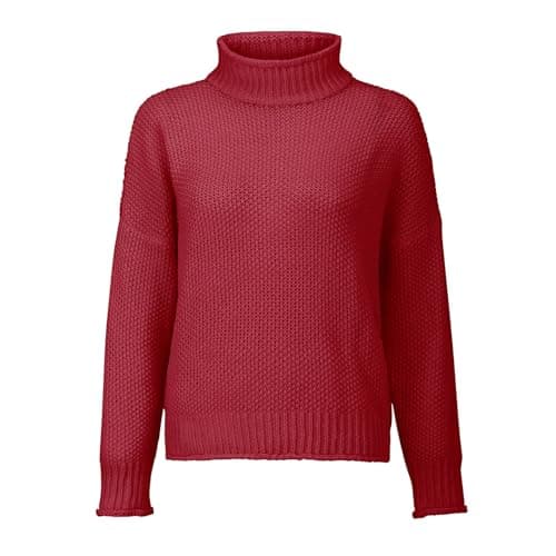 Image of Angxiwan Womens Sweatshirt Oversized Hoodless Lightweight Pullover Casual Long Sleeve Sweatshirt High Neck Loose Fit J Zipped Hoodies for Women UK
