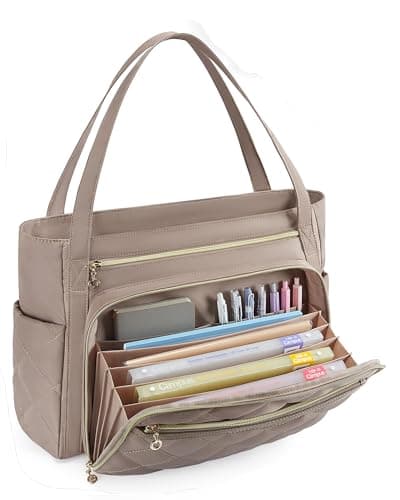 Image of bagsmart Laptop Tote Bag for Women, 15.6 Inch Teacher Work Bag Nurse Bag, Large Computer Briefcase, Quilted with Insulated Pocket for Nurse, Office, School, College
