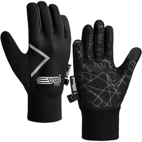Image of EVO Fitness Kids Thermal Winter Cycling Gloves Kids Ski Sports Bike Running Riding Hiking Tennis Gloves for Children Insolated Warm Touchscreen Anti-Slip Grip Footballs Mitts (Black, L (10-12 Years))