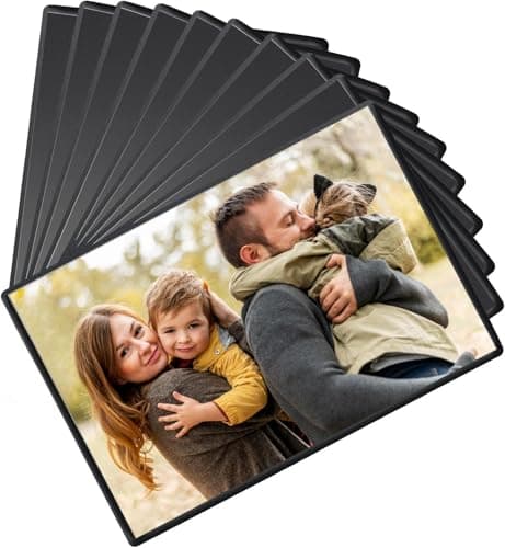 Image of 4x6 Magnetic Photo Frames for Fridge - Set of 5 Black PVC Picture Frames with Strong Magnets, Clear Display for Family Photos, Kids Artwork (4x6inch)