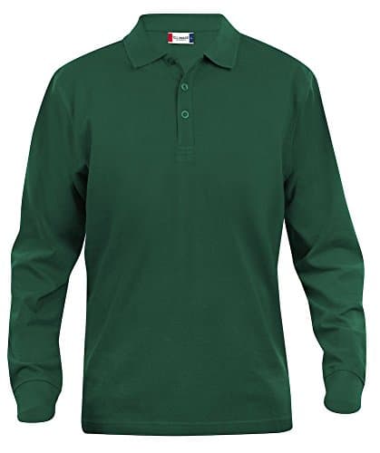 Image of Mens pure cotton long sleeve polo shirt, classic cut, medium weight, 11 verdant colours, XS-5XL (XL, Bottle Green)