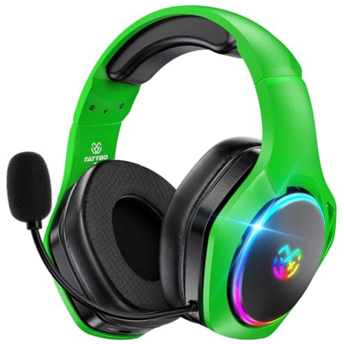 Image of Tatybo 2.4Hz Wireless Gaming Headsets for Ps5 Ps4 PC, 40H+ Hrs & 7.1 Surround Sound with Noise Canceling Microphone Ps5 Headsets for Switch Phone, Bluetooth Gaming Headphone (Green)