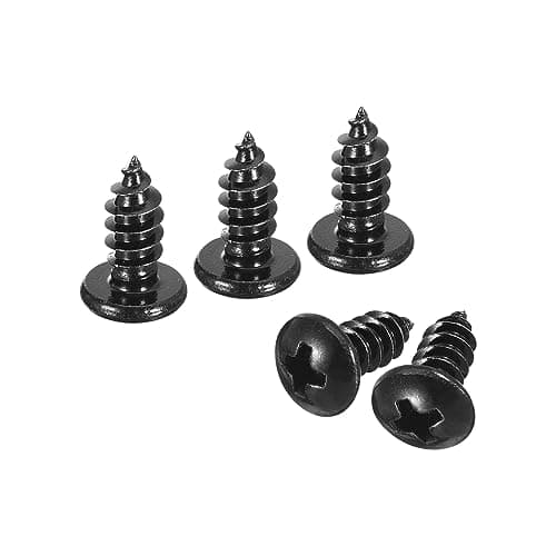 Image of sourcing map 5mm x 12mm Phillips Pan Head Self-tapping Screw, 50pcs - 304 Stainless Steel Round Head Wood Screw Full Thread (Black)
