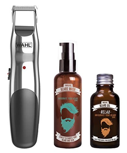 Image of Wahl Beard Trimmer Gift Set, Beard Trimmer for Men, Beard Oil, Beard Wash, Facial Hair Shampoo, Beard Care Set, Gifts for Men, Hair Trimmers for Men, Stubble Trimmer, Male Grooming Kit